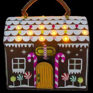 Betsey Johnson Kitsch Gingerbread House LED's Light Up Small Crossbody Bag New